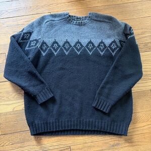 XL black & grey Vintage Eddie Bauer 100% soft lambswool pullover sweater